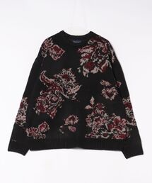 【SR】【it】【many men many mind】モヘアタッチ総柄ルーズシルエットジャガードクルーネック