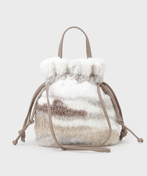 GALLEST(ギャレスト)の「ミックスショルダーバッグ(ショルダーバッグ・レディース・ベージュ系4/ライトグレー系4・00)」の5枚目の写真