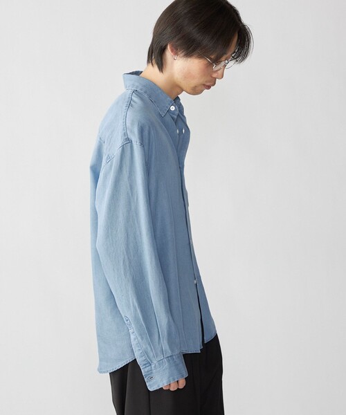 City Ambient Products（シティアンビエントプロダクツ）の「City Ambient Products: レギュラー ドレープ デニム ロング スリーブ シャツ（シャツ/ブラウス・メンズ・グレー/ライトブルー・LARGE/MEDIUM/SMALL）」の20枚目の写真
