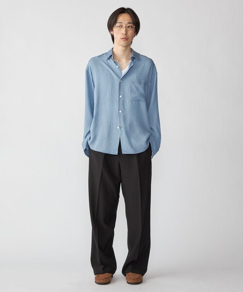 City Ambient Products（シティアンビエントプロダクツ）の「City Ambient Products: レギュラー ドレープ デニム ロング スリーブ シャツ（シャツ/ブラウス・メンズ・グレー/ライトブルー・LARGE/MEDIUM/SMALL）」の19枚目の写真