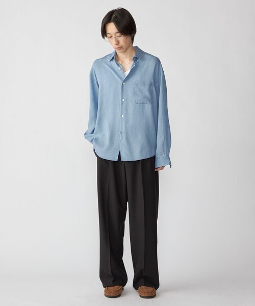 City Ambient Products（シティアンビエントプロダクツ）の「City Ambient Products: レギュラー ドレープ デニム ロング スリーブ シャツ（シャツ/ブラウス・メンズ・グレー/ライトブルー・LARGE/MEDIUM/SMALL）」の18枚目の写真
