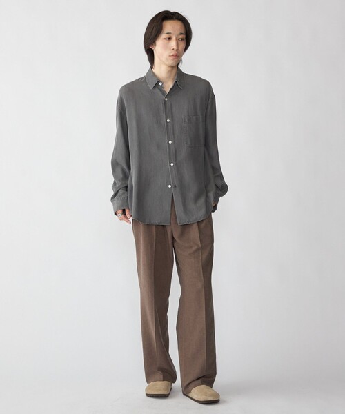 City Ambient Products（シティアンビエントプロダクツ）の「City Ambient Products: レギュラー ドレープ デニム ロング スリーブ シャツ（シャツ/ブラウス・メンズ・グレー/ライトブルー・LARGE/MEDIUM/SMALL）」の10枚目の写真