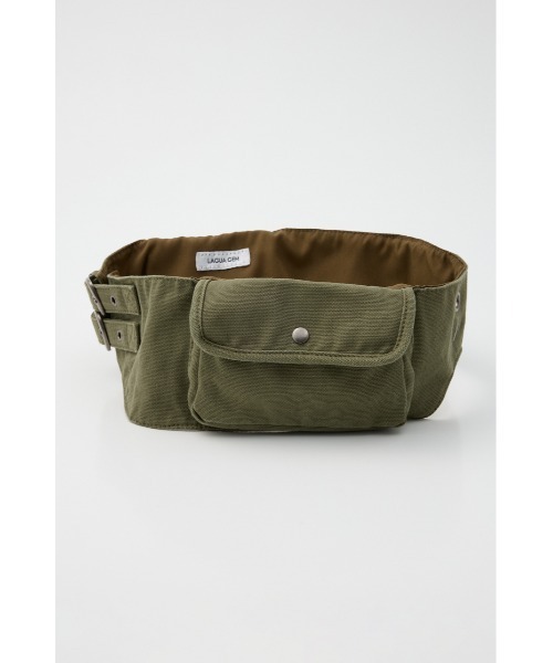 LAGUA GEM(ラグアジェム)の「COTTON POCKET BELT バッグ(ボディバッグ/ウエストポーチ・レディース・ライトベージュ/カーキ・FREE)」の4枚目の写真