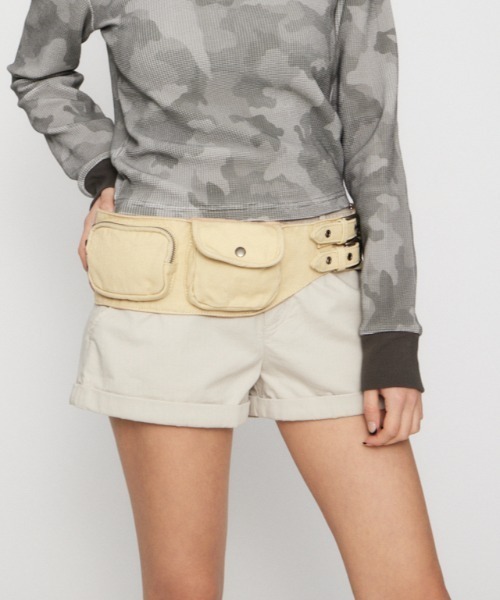 LAGUA GEM(ラグアジェム)の「COTTON POCKET BELT バッグ(ボディバッグ/ウエストポーチ・レディース・ライトベージュ/カーキ・FREE)」の5枚目の写真
