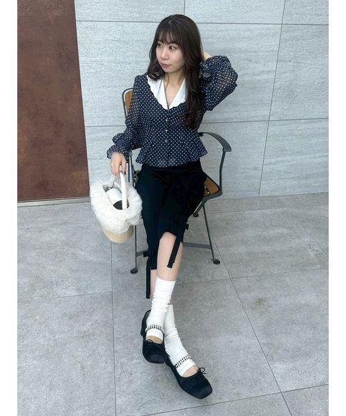 LILY BROWN（リリーブラウン）の「[L.B CANDY STOCK]スクエアバレエシューズ（スリッポン・レディース・ブラック/ホワイト/ミント・S/M/L）」の5枚目の写真