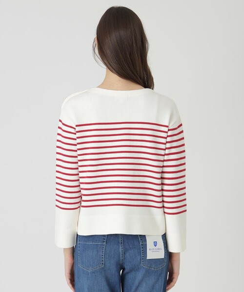 BLUE LABEL CRESTBRIDGE（ブルーレーベルクレストブリッジ）の「ロゴボーダーニットプルオーバー（ニット/セーター・レディース・イエロー/レッド系その他/ダークネイビー・38）」の7枚目の写真