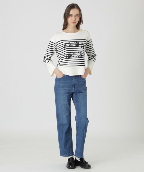 BLUE LABEL CRESTBRIDGE（ブルーレーベルクレストブリッジ）の「ロゴボーダーニットプルオーバー（ニット/セーター・レディース・イエロー/レッド系その他/ダークネイビー・38）」の11枚目の写真