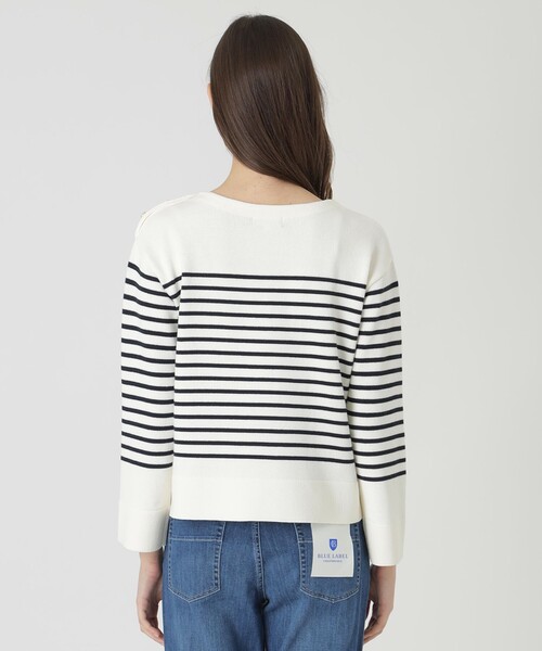 BLUE LABEL CRESTBRIDGE（ブルーレーベルクレストブリッジ）の「ロゴボーダーニットプルオーバー（ニット/セーター・レディース・イエロー/レッド系その他/ダークネイビー・38）」の14枚目の写真