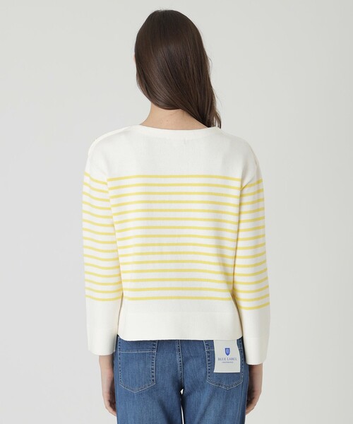 BLUE LABEL CRESTBRIDGE（ブルーレーベルクレストブリッジ）の「ロゴボーダーニットプルオーバー（ニット/セーター・レディース・イエロー/レッド系その他/ダークネイビー・38）」の21枚目の写真