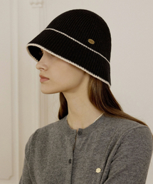 NONLOCAL（ノンローカル）の「Line Point Knit Bonnet Hat - Black（ハット）」