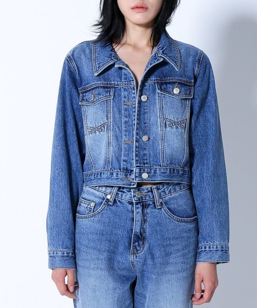DILETTANTISME(ディレッタンティズム)の「ミッドウォッシングデニムクロップショートジャケット(デニムジャケット・レディース・その他・FREE)」の1枚目の写真