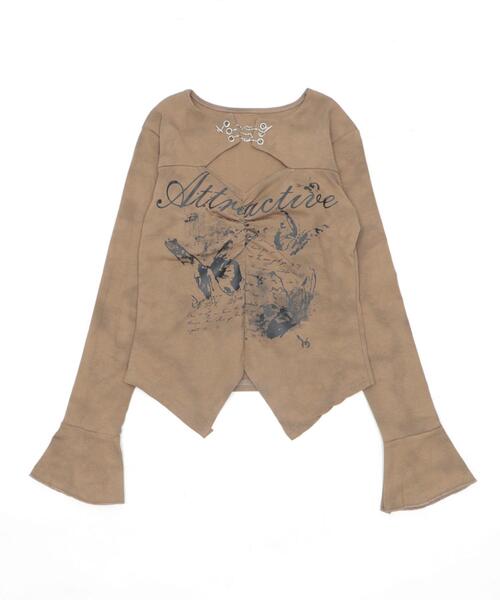 dispark(ディスパーク)の「DISPARK/【26年春新作】フロントホールデザイントップ(Tシャツ/カットソー・レディース・ベージュ/ホワイト・FREE)」の10枚目の写真