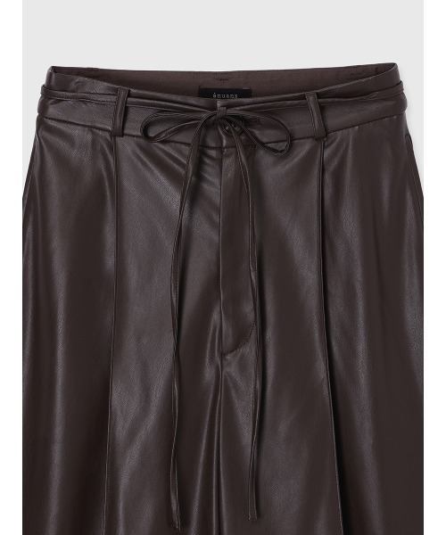 anuans（アニュアンス）の「レザーライクリボンベルトパンツ（その他パンツ・レディース・ダークブラウン・M/S）」の13枚目の写真
