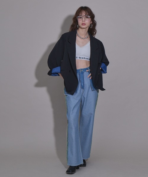 bohmal(ボマール)の「ダブルボタンオーバーサイズジャケット【セットアップ対応】(その他アウター・レディース・グレイッシュベージュ/ブラック・FREE)」の8枚目の写真