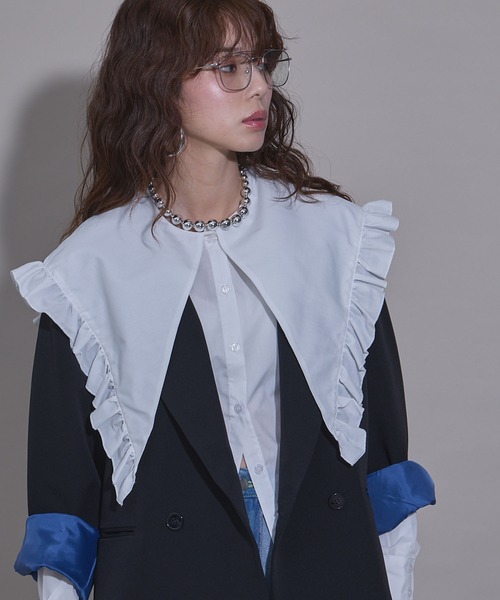 bohmal(ボマール)の「ダブルボタンオーバーサイズジャケット【セットアップ対応】(その他アウター・レディース・グレイッシュベージュ/ブラック・FREE)」の11枚目の写真