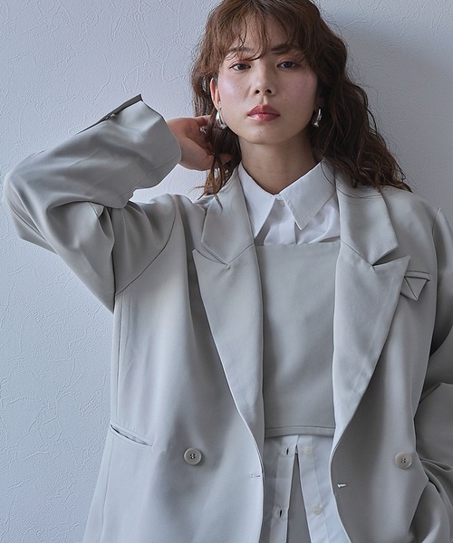 bohmal(ボマール)の「ダブルボタンオーバーサイズジャケット【セットアップ対応】(その他アウター・レディース・グレイッシュベージュ/ブラック・FREE)」の16枚目の写真