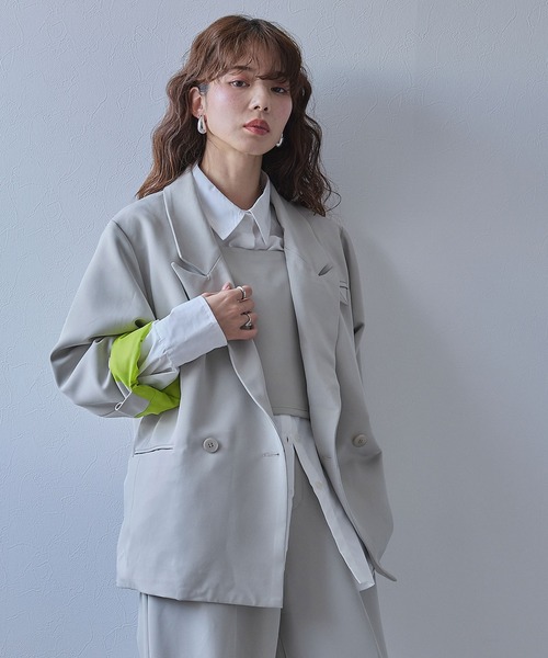 bohmal(ボマール)の「ダブルボタンオーバーサイズジャケット【セットアップ対応】(その他アウター・レディース・グレイッシュベージュ/ブラック・FREE)」の18枚目の写真