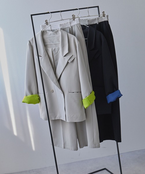 bohmal(ボマール)の「ダブルボタンオーバーサイズジャケット【セットアップ対応】(その他アウター・レディース・グレイッシュベージュ/ブラック・FREE)」の20枚目の写真