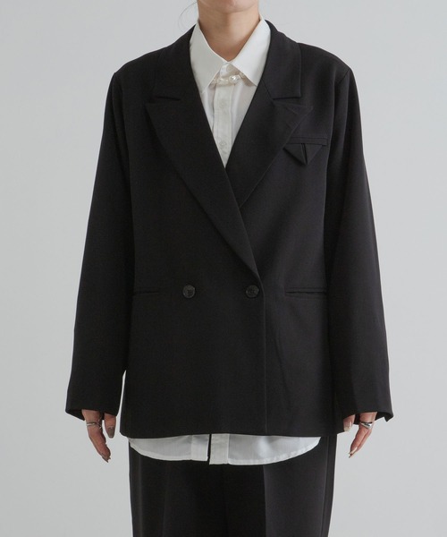 bohmal(ボマール)の「ダブルボタンオーバーサイズジャケット【セットアップ対応】(その他アウター・レディース・グレイッシュベージュ/ブラック・FREE)」の22枚目の写真