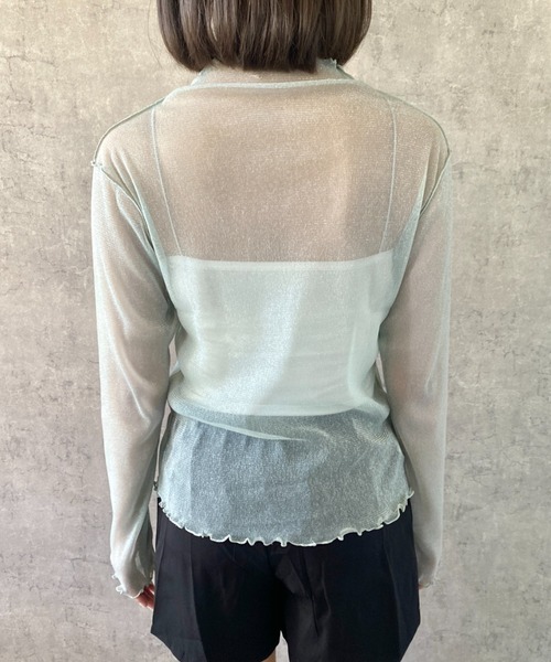 Mejoul(メジュール)の「【2026春夏新作】前後2WAY ラメシアーメロウボトルネックトップス(Tシャツ/カットソー・レディース・オフホワイト/ミント/ピンク/ブラック・F)」の15枚目の写真