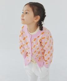 moimoln（モイモルン）の「幾何学柄ピンク長袖ニットカーディガン（カーディガン/ボレロ）」