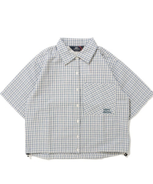 KRIFF MAYER Lady's Collection(クリフメイヤーレディースコレクション)の「【ベンチレーション付き】シアサッカードロストチェックシャツ(シャツ/ブラウス・レディース・ブラック/オフホワイト/ネイビー/オレンジ・MEDIUM/LARGE)」の11枚目の写真