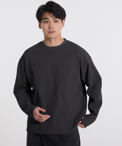 coca（coca）（コカ）の「EAZY TEXワッフルロンT（Tシャツ/カットソー・メンズ・ホワイト/チャコール・L/M/XL）」の7枚目の写真