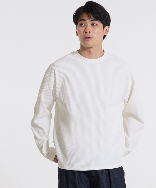 coca（coca）（コカ）の「EAZY TEXワッフルロンT（Tシャツ/カットソー・メンズ・ホワイト/チャコール・L/M/XL）」の9枚目の写真