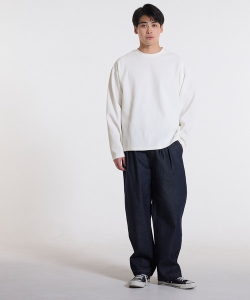 coca（coca）（コカ）の「EAZY TEXワッフルロンT（Tシャツ/カットソー・メンズ・ホワイト/チャコール・L/M/XL）」の11枚目の写真