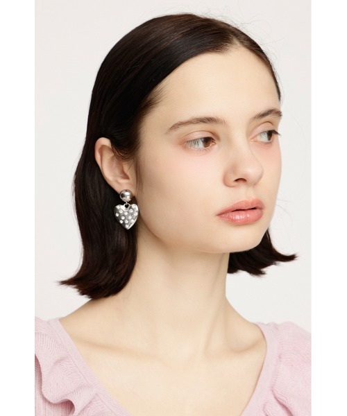 SLY(スライ)の「RHINESTONE HEART P/EARRING ラインストーンハートピアス 春服(ピアス(両耳用)・レディース・ゴールド/シルバー・FREE)」の7枚目の写真