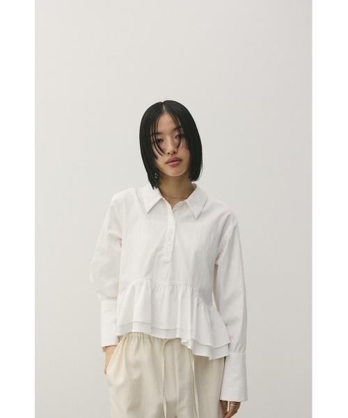 STYLEMIXER（スタイルミキサー）の「ヘムフリルシャツ（シャツ/ブラウス・レディース・サックスブルー/ネイビー/ホワイト・FREE）」の5枚目の写真