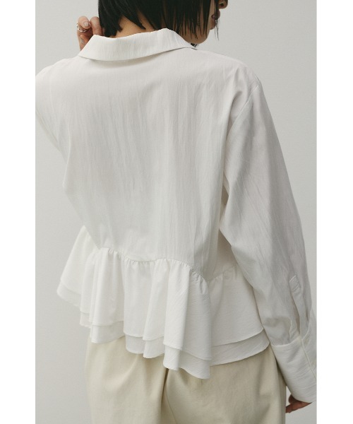 STYLEMIXER（スタイルミキサー）の「ヘムフリルシャツ（シャツ/ブラウス・レディース・サックスブルー/ネイビー/ホワイト・FREE）」の14枚目の写真