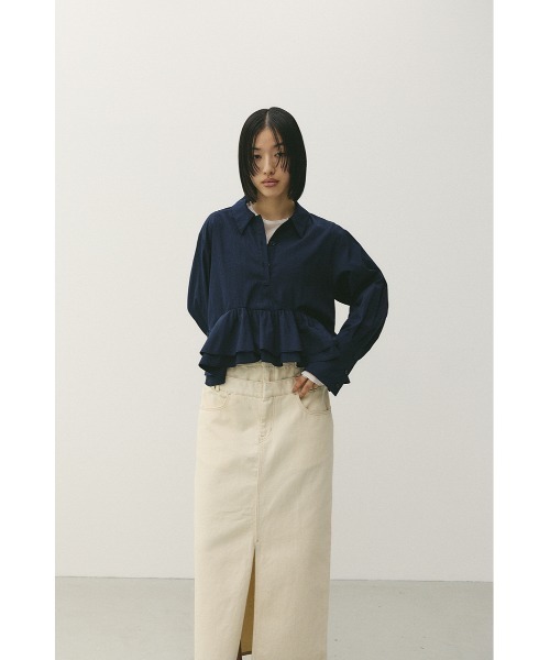 STYLEMIXER（スタイルミキサー）の「ヘムフリルシャツ（シャツ/ブラウス・レディース・サックスブルー/ネイビー/ホワイト・FREE）」の16枚目の写真