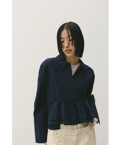 STYLEMIXER（スタイルミキサー）の「ヘムフリルシャツ（シャツ/ブラウス・レディース・サックスブルー/ネイビー/ホワイト・FREE）」の19枚目の写真