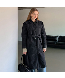 [Quilted lining] Mew Suede Single Long Coat (2colors)