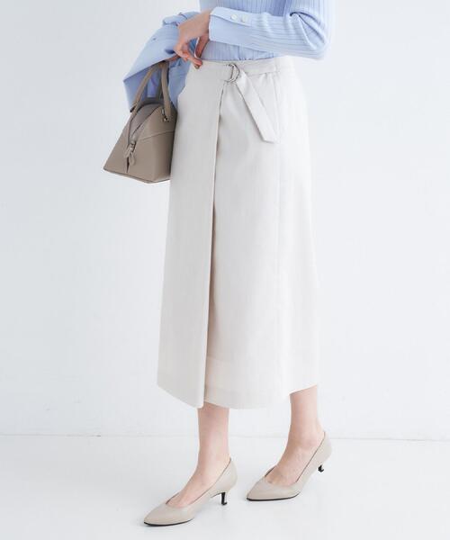 UNTITLED（アンタイトル）の「【洗える/後ろウエストゴム】デニム調シャンブレーナロースカート（スカート・レディース・ネイビー/ライトベージュ・48/46/44/42/04/03/02/01/00/50）」の4枚目の写真