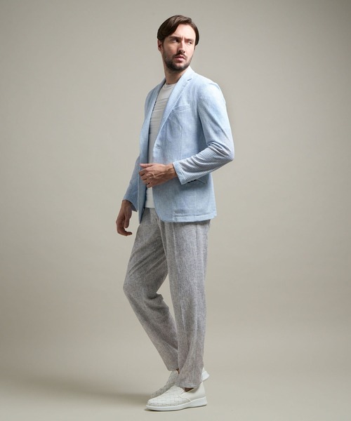 HIDEAWAYS NICOLE（ハイダウェイニコル）の「【HIDEAWAYS BLACK】シアージャガードニット2Bジャケット（テーラードジャケット・メンズ・ブラック/サックスブルー/ネイビー/ライトグレー・MEDIUM/LARGE/X-LARGE）」の7枚目の写真