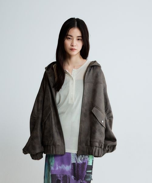 JEANASIS（ジーナシス）の「モンスターフードブルゾン/647989（ブルゾン・レディース・ブラウン/グレー系その他/ブラック/アイボリー・FREE）」の18枚目の写真