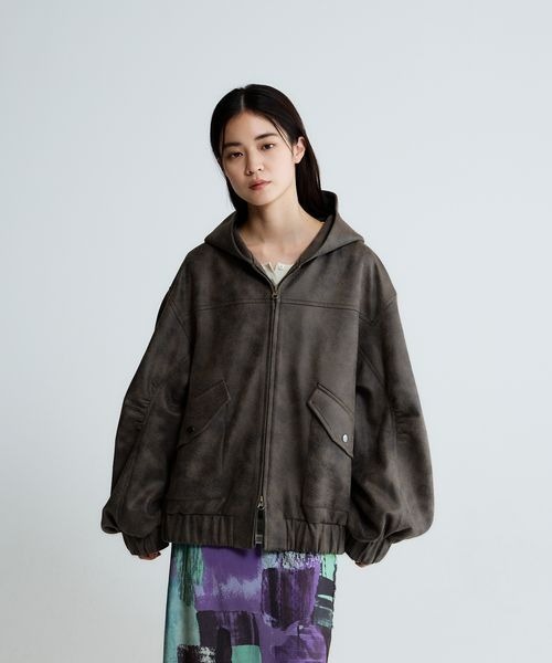 JEANASIS（ジーナシス）の「モンスターフードブルゾン/647989（ブルゾン・レディース・ブラウン/グレー系その他/ブラック/アイボリー・FREE）」の20枚目の写真