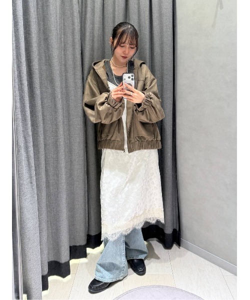 JEANASIS（ジーナシス）の「モンスターフードブルゾン/647989（ブルゾン・レディース・ブラウン/グレー系その他/ブラック/アイボリー・FREE）」の15枚目の写真