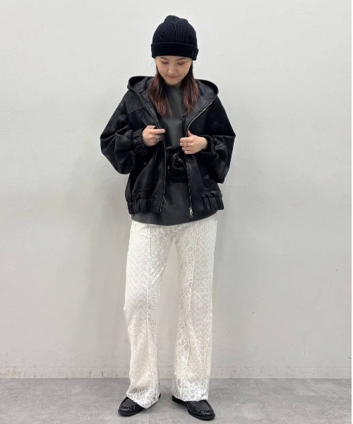 JEANASIS（ジーナシス）の「モンスターフードブルゾン/647989（ブルゾン・レディース・ブラウン/グレー系その他/ブラック/アイボリー・FREE）」の13枚目の写真