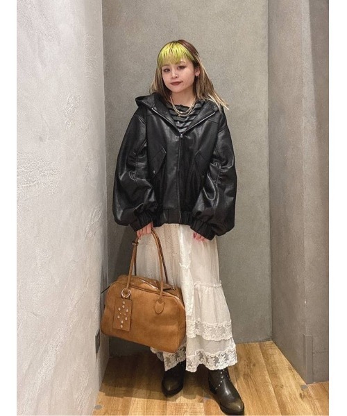 JEANASIS（ジーナシス）の「モンスターフードブルゾン/647989（ブルゾン・レディース・ブラウン/グレー系その他/ブラック/アイボリー・FREE）」の12枚目の写真