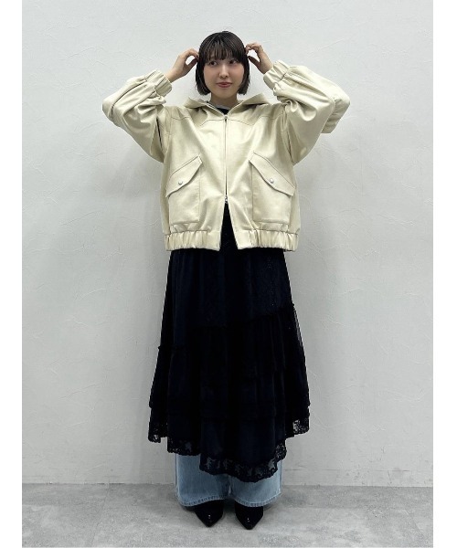 JEANASIS（ジーナシス）の「モンスターフードブルゾン/647989（ブルゾン・レディース・ブラウン/グレー系その他/ブラック/アイボリー・FREE）」の11枚目の写真