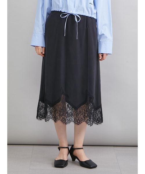 Mila Owen（ミラオーウェン）の「レースヘムスカート（スカート・レディース・ネイビー/ミント/ブラック・1/0）」の20枚目の写真