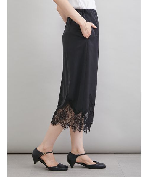 Mila Owen（ミラオーウェン）の「レースヘムスカート（スカート・レディース・ネイビー/ミント/ブラック・1/0）」の4枚目の写真