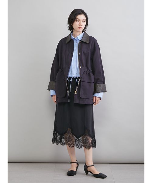 Mila Owen（ミラオーウェン）の「レースヘムスカート（スカート・レディース・ネイビー/ミント/ブラック・1/0）」の10枚目の写真