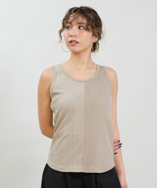 RIKKA FEMME（リッカファム）の「RIKKA FEMME/リッカファム タンクトップ リブ 切り替え RF6S-2302（タンクトップ・レディース・ホワイト/ベージュ/ブラック・FREE）」の3枚目の写真