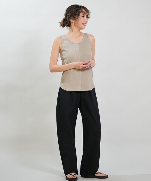 RIKKA FEMME（リッカファム）の「RIKKA FEMME/リッカファム タンクトップ リブ 切り替え RF6S-2302（タンクトップ・レディース・ホワイト/ベージュ/ブラック・FREE）」の19枚目の写真
