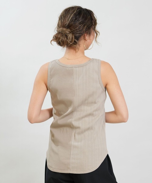 RIKKA FEMME（リッカファム）の「RIKKA FEMME/リッカファム タンクトップ リブ 切り替え RF6S-2302（タンクトップ・レディース・ホワイト/ベージュ/ブラック・FREE）」の17枚目の写真