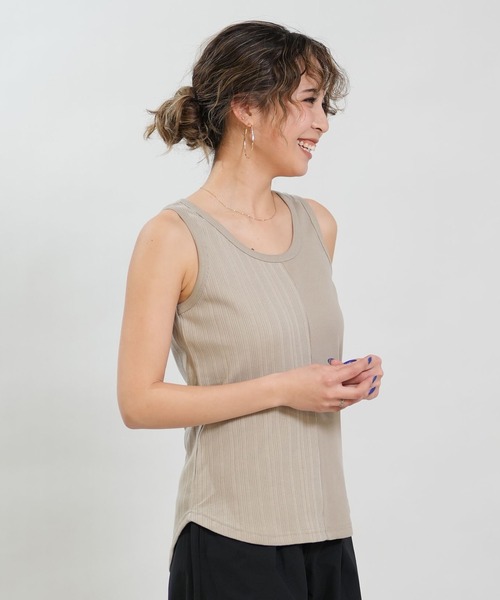RIKKA FEMME（リッカファム）の「RIKKA FEMME/リッカファム タンクトップ リブ 切り替え RF6S-2302（タンクトップ・レディース・ホワイト/ベージュ/ブラック・FREE）」の16枚目の写真